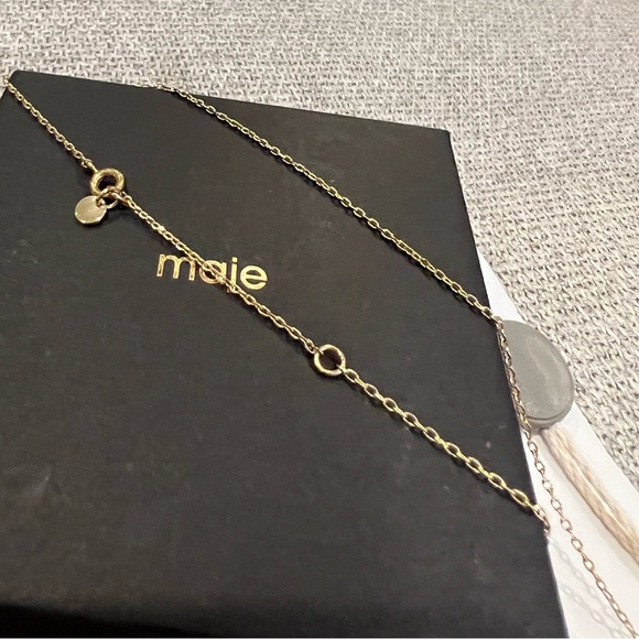 NEW Maje Rhinestone P initial gold necklace - Picture 6 of 10